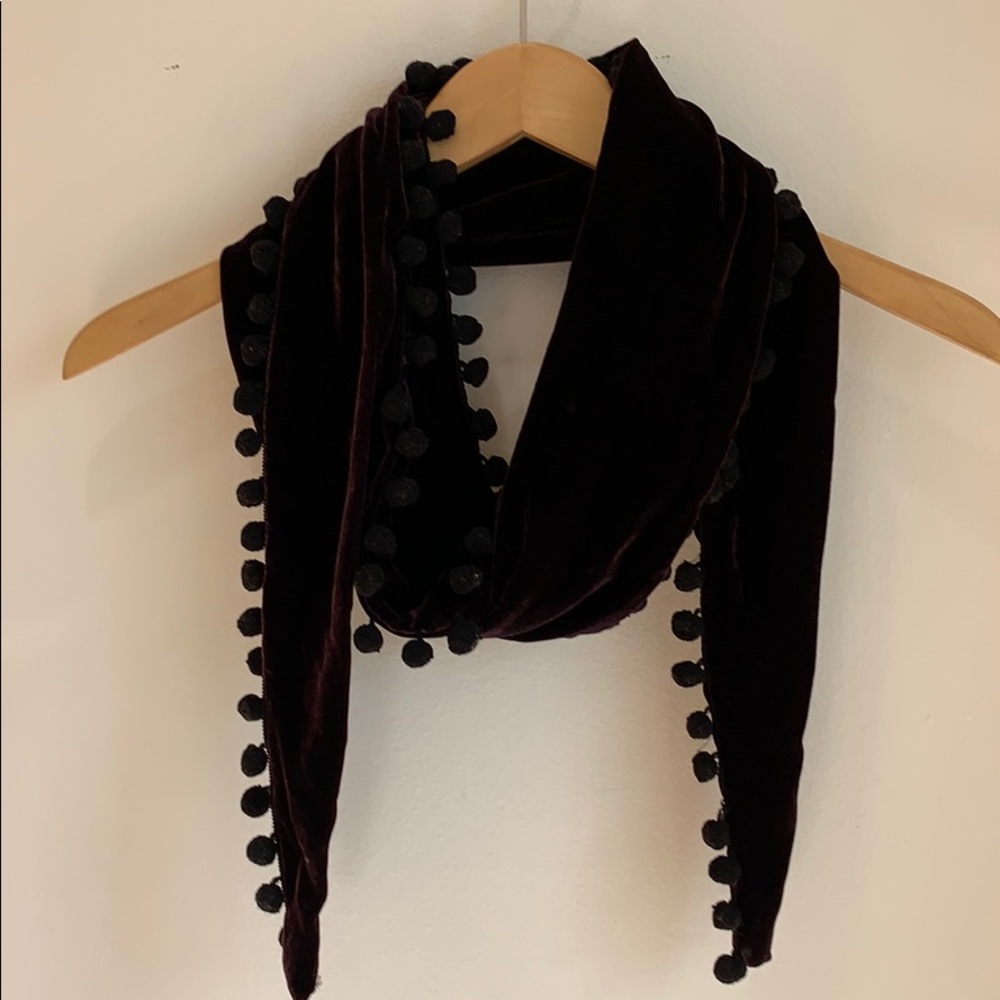 Purple velvet scarf, Pom Pom trim, Nordstrom